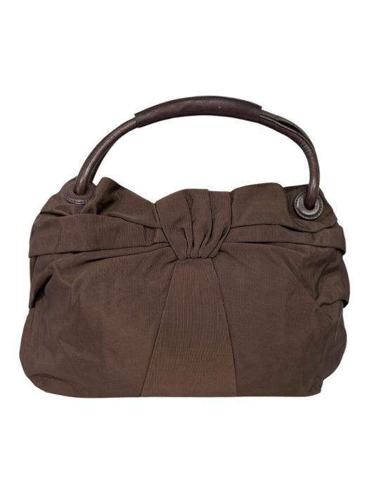 Dorothee Schumacher Brown Nylon Zip Close Gathered Detail Top Handle Bag Brown / Medium