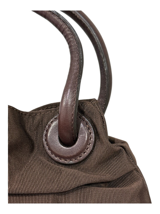 Dorothee Schumacher Brown Nylon Zip Close Gathered Detail Top Handle Bag Brown / Medium
