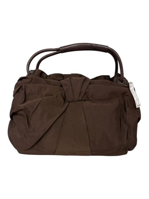 Dorothee Schumacher Brown Nylon Zip Close Gathered Detail Top Handle Bag Brown / Medium