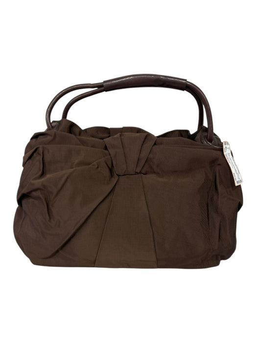 Dorothee Schumacher Brown Nylon Zip Close Gathered Detail Top Handle Bag Brown / Medium