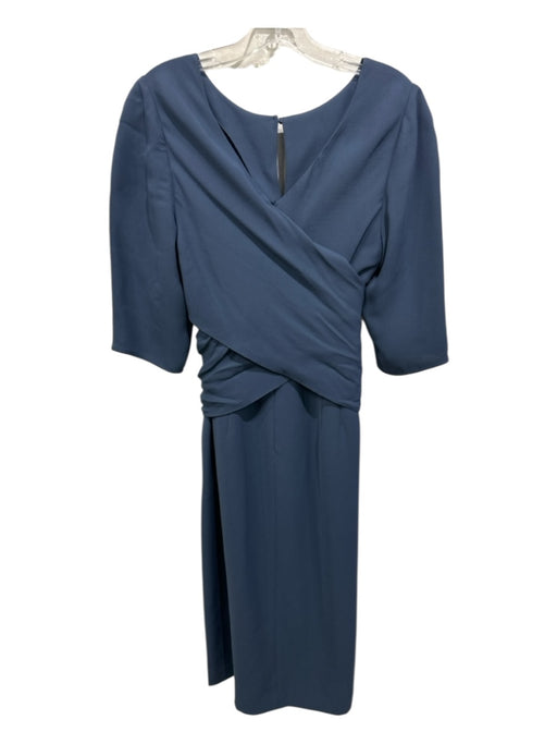 Lafayette 148 Size 10 Slate Blue Acetate & Polyester 1/2 Sleeve Midi Dress Slate Blue / 10