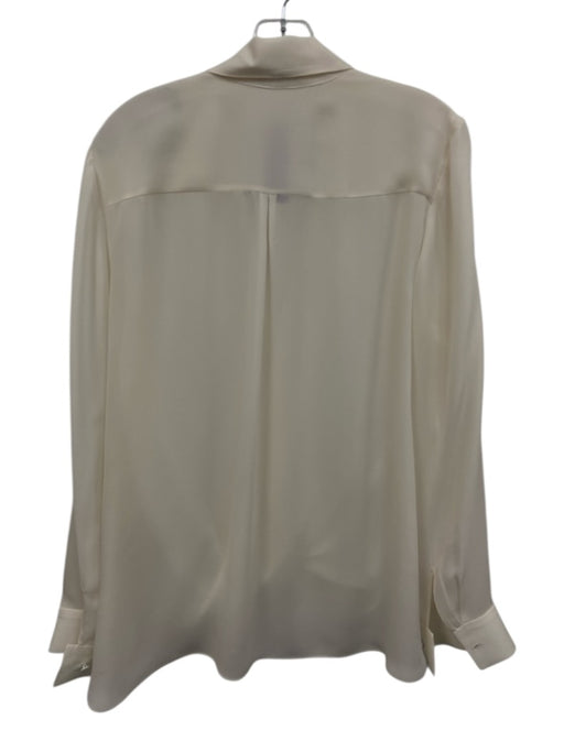 L'agence Size L Cream White Silk Drape Flounce Long Sleeve Top Cream White / L