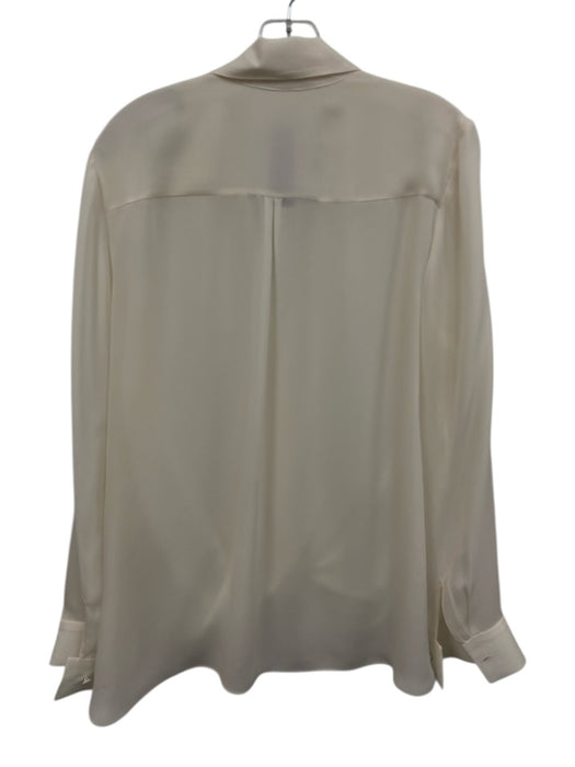 L'agence Size L Cream White Silk Drape Flounce Long Sleeve Top Cream White / L