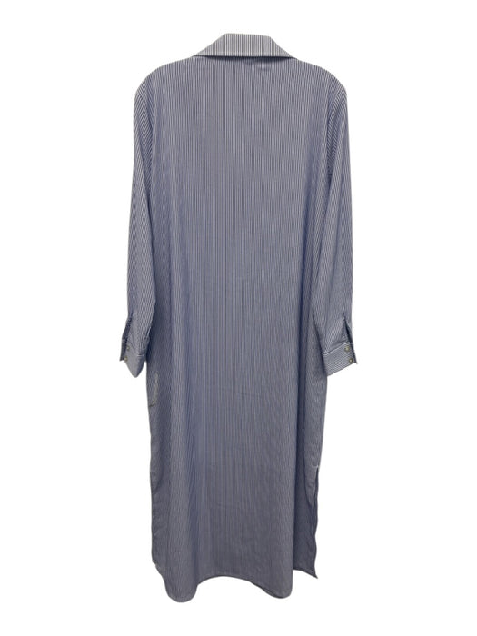 Pomander Place Size M Blue & White Polyester Blend Stripe Button Down Maxi Dress Blue & White / M