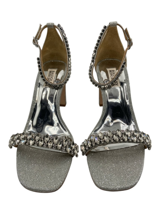 Badgley Mischka Shoe Size 8.5 Silver Textile Crystal Embellishments Sandals Silver / 8.5