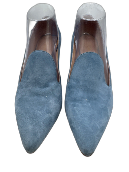 Stuart Weitzman Shoe Size 8.5 Light Blue Suede Pointed Toe Midi Block Heel Pumps Light Blue / 8.5