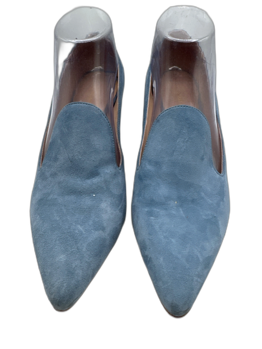 Stuart Weitzman Shoe Size 8.5 Light Blue Suede Pointed Toe Midi Block Heel Pumps Light Blue / 8.5