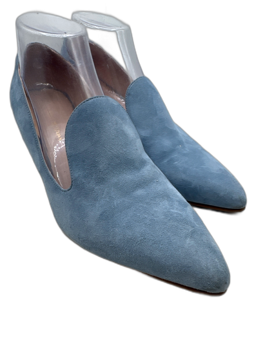 Stuart Weitzman Shoe Size 8.5 Light Blue Suede Pointed Toe Midi Block Heel Pumps Light Blue / 8.5
