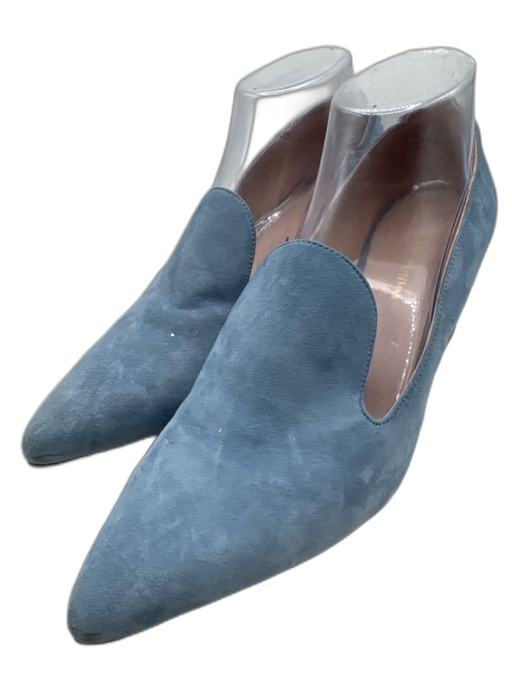 Stuart Weitzman Shoe Size 8.5 Light Blue Suede Pointed Toe Midi Block Heel Pumps Light Blue / 8.5