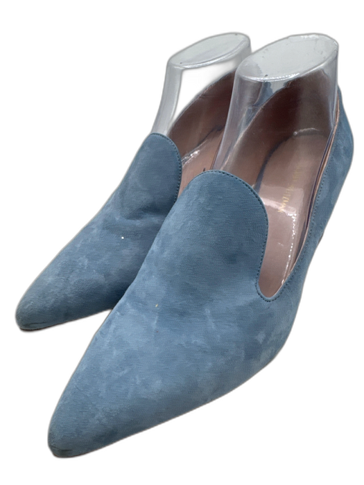 Stuart Weitzman Shoe Size 8.5 Light Blue Suede Pointed Toe Midi Block Heel Pumps Light Blue / 8.5