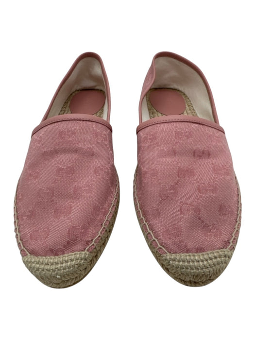 Gucci Shoe Size 39 Pink Canvas Jacquard Guccissima Whipstich Detail Flats Pink / 39