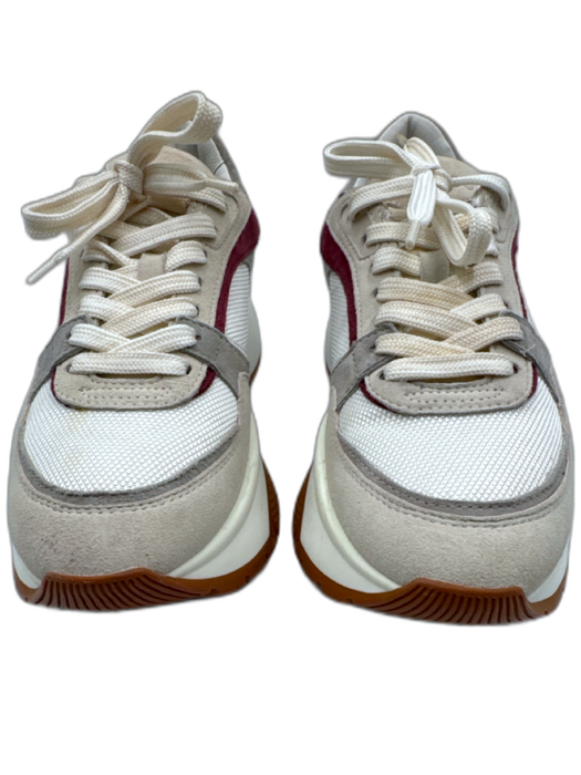 Jimmy Choo Shoe Size 39 Beige & Purple Suede & Synthetic Lace Up Sneakers Beige & Purple / 39