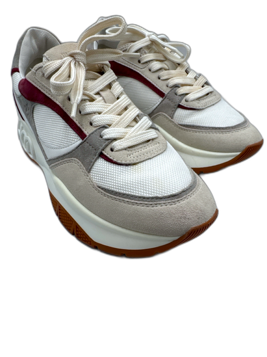 Jimmy Choo Shoe Size 39 Beige & Purple Suede & Synthetic Lace Up Sneakers Beige & Purple / 39