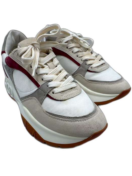 Jimmy Choo Shoe Size 39 Beige & Purple Suede & Synthetic Lace Up Sneakers Beige & Purple / 39