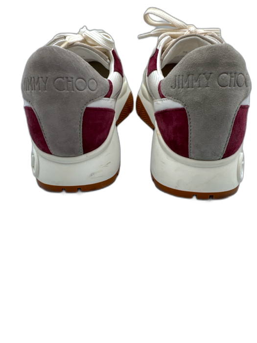 Jimmy Choo Shoe Size 39 Beige & Purple Suede & Synthetic Lace Up Sneakers Beige & Purple / 39