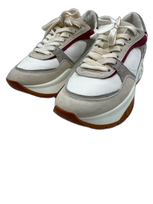 Jimmy Choo Shoe Size 39 Beige & Purple Suede & Synthetic Lace Up Sneakers Beige & Purple / 39