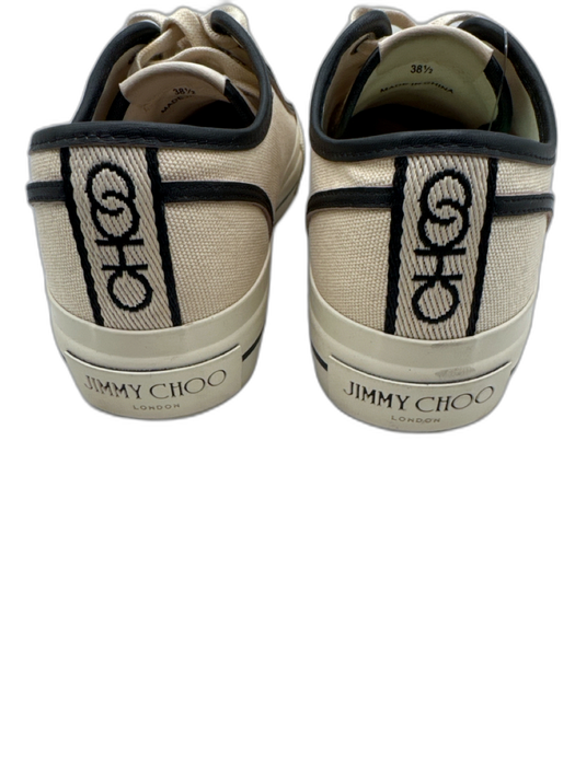 Jimmy Choo Shoe Size 38.5 Beige & Black Canvas & Leather Lace Up Sneakers Beige & Black / 38.5