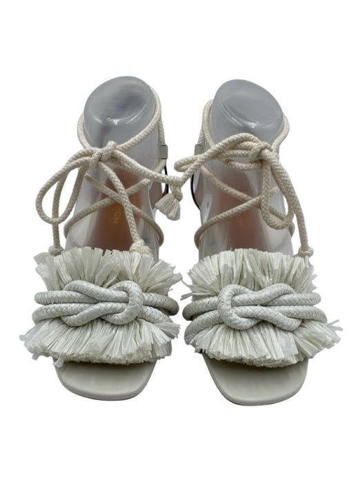Tory Burch Shoe Size 8.5 White Leather & Textile Rope Detail Knot Fringe Sandals White / 8.5
