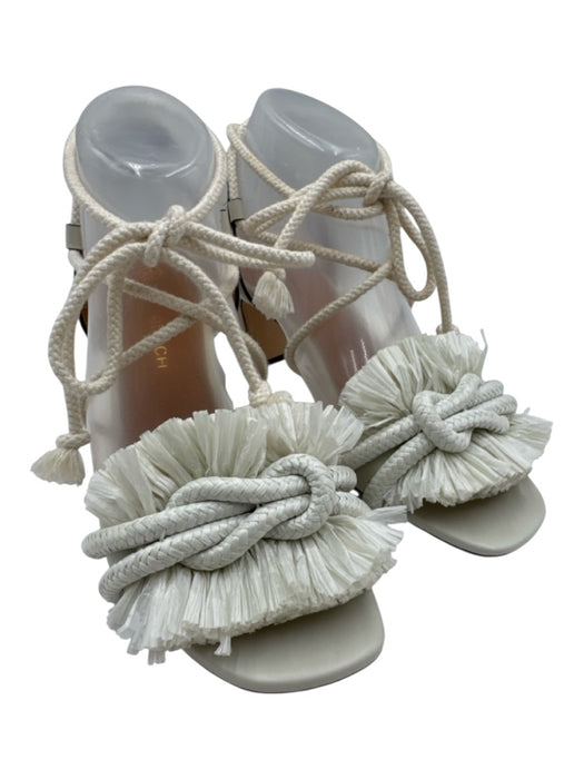 Tory Burch Shoe Size 8.5 White Leather & Textile Rope Detail Knot Fringe Sandals White / 8.5