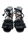 Tory Burch Shoe Size 8.5 Black Leather & Textile Rope Detail Knot Fringe Sandals Black / 8.5