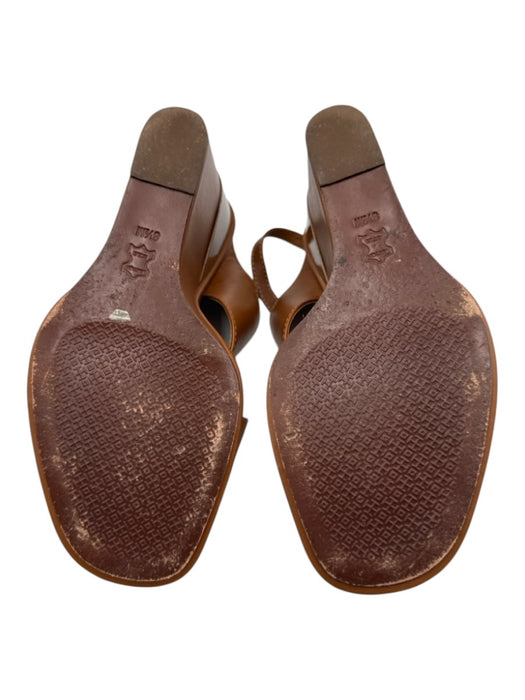 Tory Burch Shoe Size 8.5 Tan Brown Leather Upper Criss Cross Wedge Sandals Tan Brown / 8.5