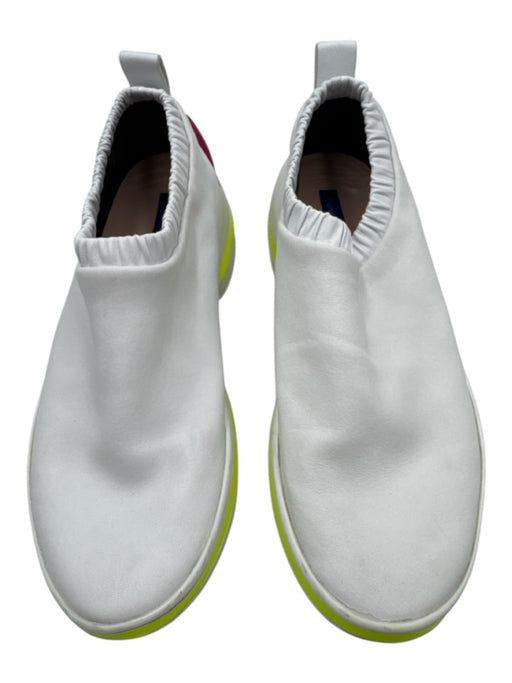 Stuart Weitzman Shoe Size 8.5 White & Neon yellow Leather Upper Sneakers White & Neon yellow / 8.5