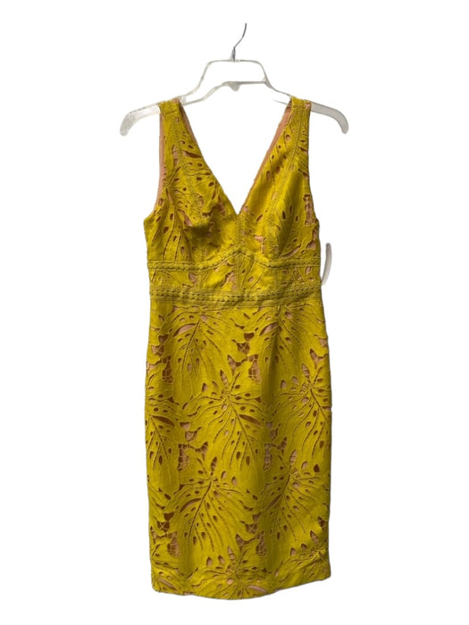 Maeve Size 2 Yellow & Tan Polyester Sleeveless Lace Overlay Lined Back Zip Dress Yellow & Tan / 2