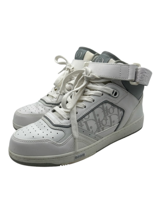 Christian Dior Shoe Size 41 White & Grey Leather High Top Sneakers White & Grey / 41