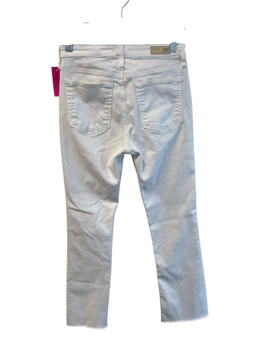 AG Size 26 White Cotton Blend 5 Pocket Zip Pocket Mid Rise Fray Hem Jeans White / 26