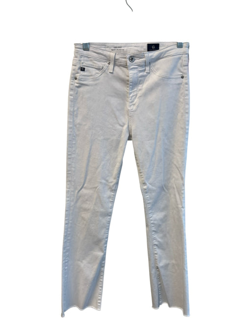 AG Size 26 White Cotton Blend 5 Pocket Zip Pocket Mid Rise Fray Hem Jeans White / 26