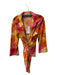 Catherine Regehr Size XL Orange, Pink & Yellow Polyester Deep V Neck Floral Top Orange, Pink & Yellow / XL