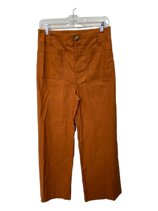 Maeve Size 30 Brown Viscose Blend Button & Zip Flat Pockets High Rise Pants Brown / 30