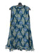 Anna Sui Size 8 Blue Green White Silk Floral Ruffle Trim Sleeveless Wrap Dress Blue Green White / 8