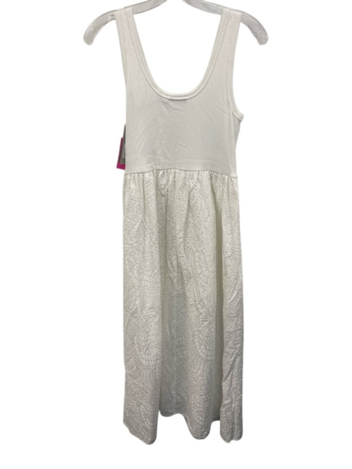 Mint Velvet Size Small White Cotton Blend Sleeveless Floral Eyelet Midi Dress White / Small