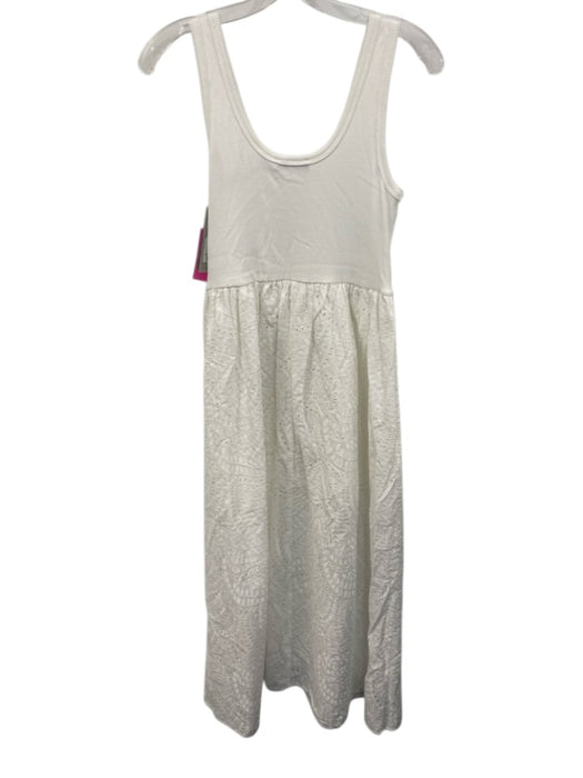 Mint Velvet Size Small White Cotton Blend Sleeveless Floral Eyelet Midi Dress White / Small