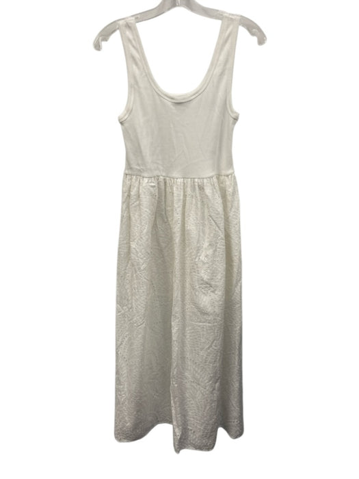 Mint Velvet Size Small White Cotton Blend Sleeveless Floral Eyelet Midi Dress White / Small