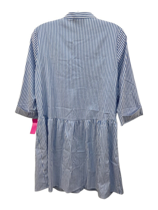 Tuckernuck Size Small Blue & White Polyester Long Sleeve Striped Gathered Dress Blue & White / Small
