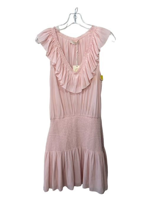 Ramy Brook Size S Pale Pink Polyester Smocked Pop Over Sleeveless Dress Pale Pink / S