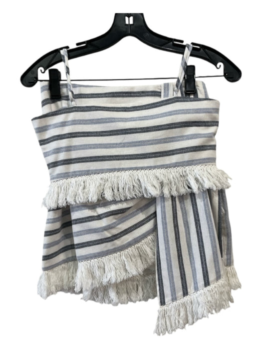 Saylor Size XS White & Multi COTTON & LINEN Striped Tassel Detail Skirt Set White & Multi / XS