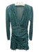 Maje Size XS / 34 Metallic Green Polyester Semi Sheer Gathered V Neck Dress Metallic Green / XS / 34