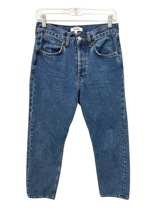 RE/DONE Size 26 Medium Wash Cotton Blend High Rise Button Fly Straight Leg Jeans Medium Wash / 26