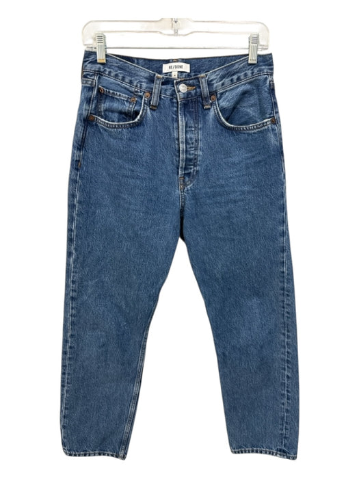RE/DONE Size 26 Medium Wash Cotton Blend High Rise Button Fly Straight Leg Jeans Medium Wash / 26