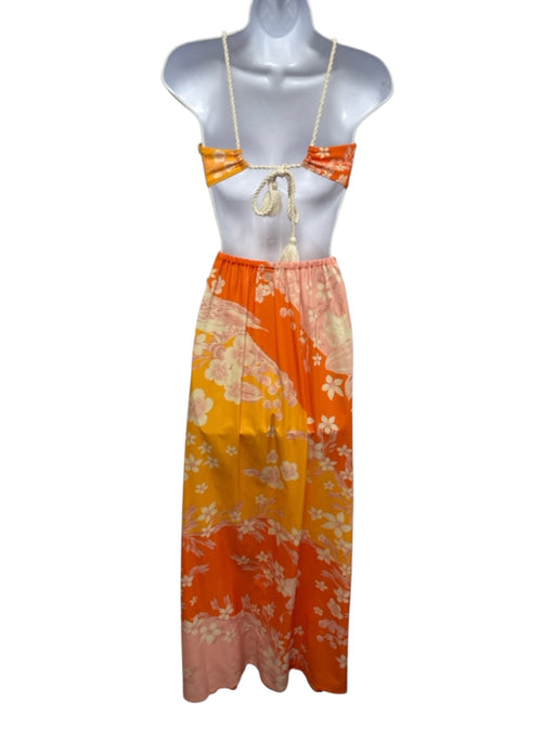 Revolve x aguabendita Size XS Orange, Yellow, Pink Polyester Cut Outs Maxi Dress Orange, Yellow, Pink / XS