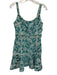 Alexis Size XS Teal Blue & White Acetate & Viscose Sleeveless Jacquard Dress Teal Blue & White / XS