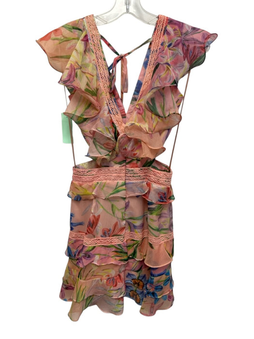 PatBo Size 2 Pink, Yellow, Multi Polyester Ruffle Cap Sleeve Floral Print Dress Pink, Yellow, Multi / 2