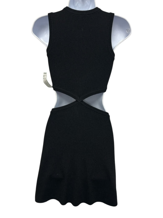 Maje Size 34 Black Viscose & Polyamide Sleeveless Cut Outs Knit Mini Dress Black / 34