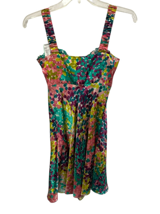 Nicholas Size 0 Pink, Green, Multi Silk Sleeveless Abstract Print Mini Dress Pink, Green, Multi / 0
