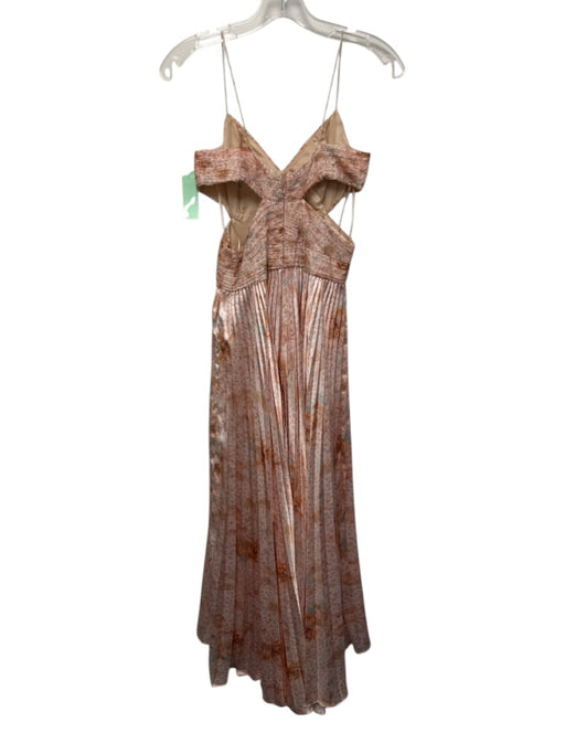 AMUR Size 0 Orange, Pink, Blue Polyester Spaghetti Strap Abstract Print Dress Orange, Pink, Blue / 0