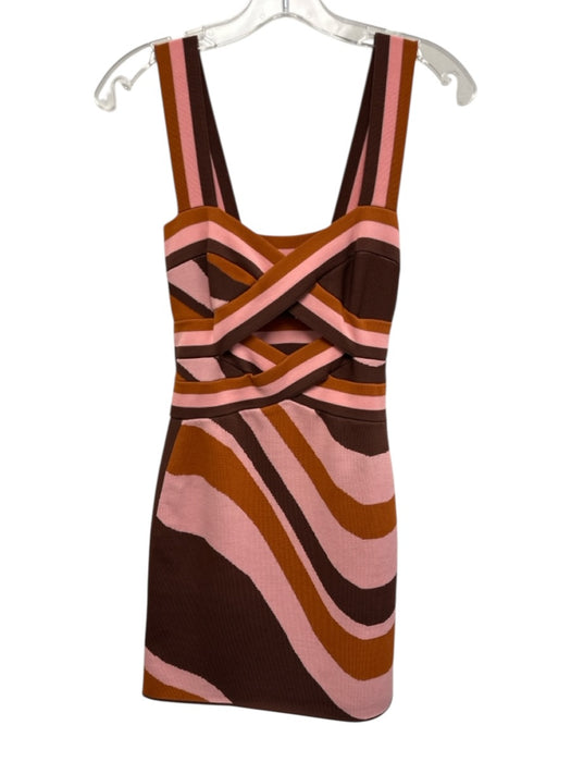 Significant Other Size 4 Pink, Orange, Brown Viscose & Nylon Sleeveless Dress Pink, Orange, Brown / 4