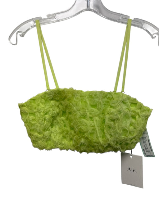 Aje Size 4 Lime Green Polyester Textured Back Zip Crop Top Midi Skirt Set Lime Green / 4